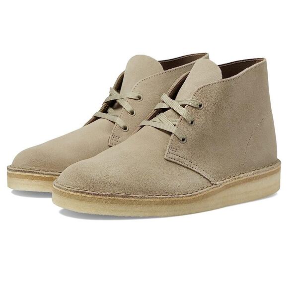 Clarks Mens Desert Coal Chukka Boots US 12 M EU 46 Stone Taupe Suede NIB - Picture 1 of 13